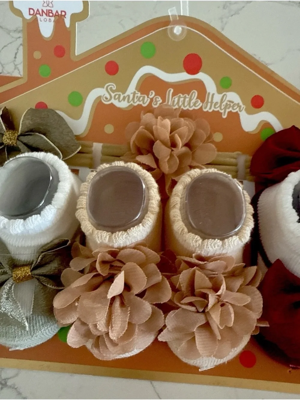 NEW Danbar Set Of 3 BABYGIRL Booties & Matching Headbands~Sparkle & Shine